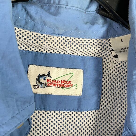 World Wide Sportsman Shirt Men‎ Large Blue Fishing Vented Short-Sleeve Button Up - Picture 6 of 11